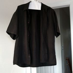 Campia Men's XL Lightweight Black Shirt Sleeve Button Up